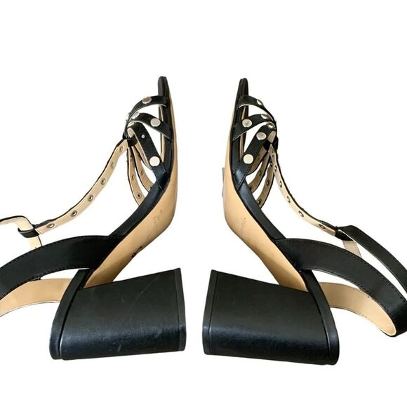 Marc Fisher Quilon Studded Heeled Sandal Women's Block T-Strap Black Size 9 1/2 - Picture 9 of 12